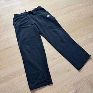 Nike Mens Fleece Sweatpants Straight Leg Black Charcoal Gray Large Drawstring